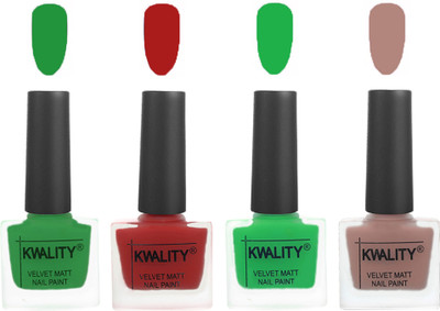 

Kwality nail_polish Dark Green,Red,Green,Salmon Run(Pack of 4)