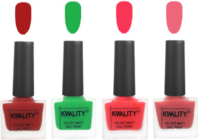 

Kwality nail_polish Red,Green,Pink Mania,Nude Pink(Pack of 4)