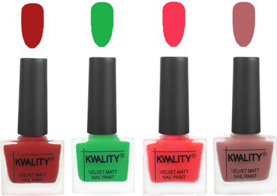 

Kwality nail_polish Red,Green,Pink Mania,Dark Nude(Pack of 4)