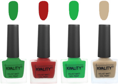 

Kwality nail_polish Dark Green,Red,Green,Nude(Pack of 4)