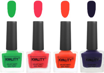 

Kwality nail_polish Green,Pink Mania,Candy Orange,Royal Blue(Pack of 4)