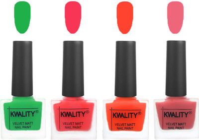 

Kwality nail_polish Green,Pink Mania,Candy Orange,Nude Pink(Pack of 4)