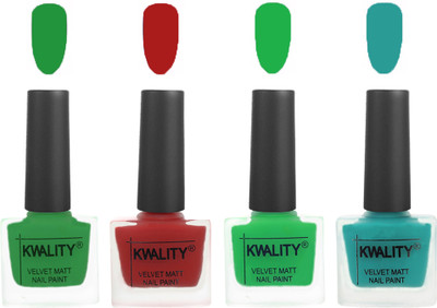 

Kwality nail_polish Dark Green,Red,Green,Sea Green(Pack of 4)