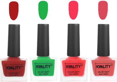 

Kwality nail_polish Red,Green,Pink Mania,Baby Pink(Pack of 4)