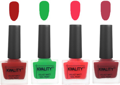 

Kwality nail_polish Red,Green,Pink Mania,Rani Pink(Pack of 4)