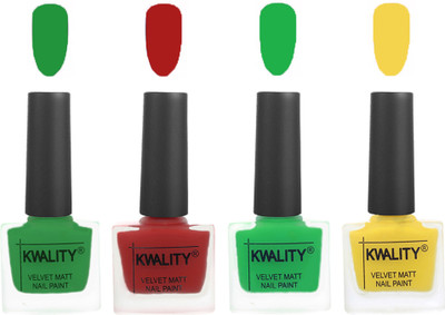 

Kwality nail_polish Dark Green,Red,Green,Yellow(Pack of 4)