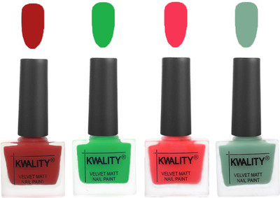 

Kwality nail_polish Red,Green,Pink Mania,Mischievous Mint(Pack of 4)