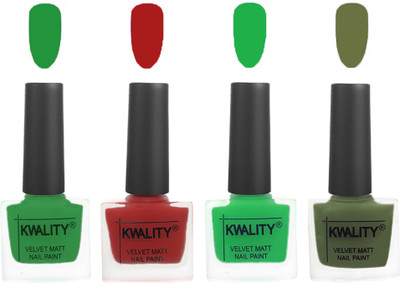 

Kwality nail_polish Dark Green,Red,Green,Olive Green(Pack of 4)