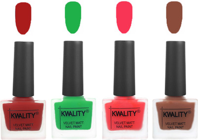

Kwality nail_polish Red,Green,Pink Mania,Brown(Pack of 4)