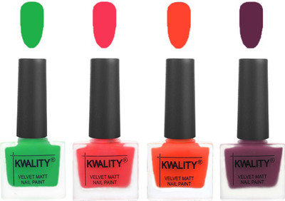

Kwality nail_polish Green,Pink Mania,Candy Orange,Purple(Pack of 4)