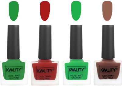 

Kwality nail_polish Dark Green,Red,Green,Shock Brown(Pack of 4)