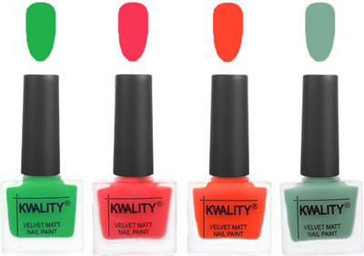 

Kwality nail_polish Green,Pink Mania,Candy Orange,Mischievous Mint(Pack of 4)