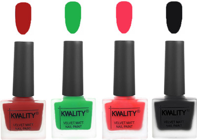 

Kwality nail_polish Red,Green,Pink Mania,Black(Pack of 4)