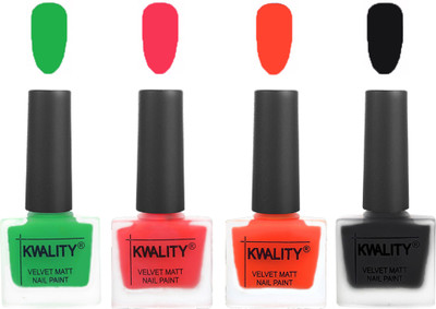 

Kwality nail_polish Green,Pink Mania,Candy Orange,Black(Pack of 4)