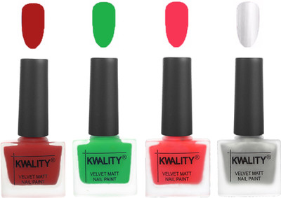 

Kwality nail_polish Red,Green,Pink Mania,Silver(Pack of 4)