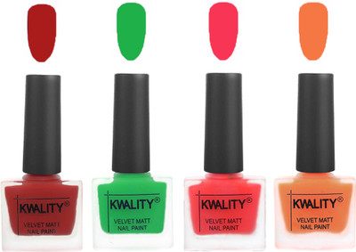 

Kwality nail_polish Red,Green,Pink Mania,Peach(Pack of 4)