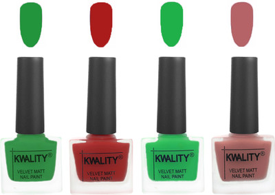 

Kwality nail_polish Dark Green,Red,Green,Dark Nude(Pack of 4)