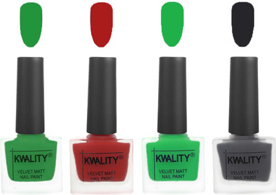 

Kwality nail_polish Dark Green,Red,Green,Dark Grey(Pack of 4)