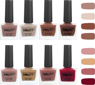 

Kwality Velvet Matte Nail Polish | No Chipping-No Fading | Nail Polish Salmon Run,Salmon,Light Beige,Beige,Brown,Dark Nude,Berry ,Shock Brown(Pack of 8)