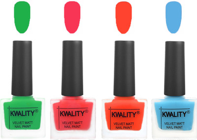 

Kwality nail_polish Green,Pink Mania,Candy Orange,Light Blue(Pack of 4)