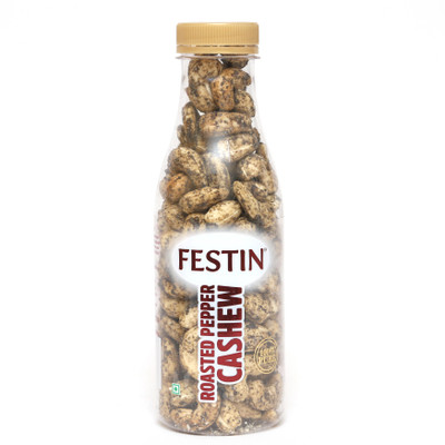 FESTIN Cashew Kernels Roasted With Black Pepper, Black Salt & Iodized Salt 230 gm Cashews(230 g, Plastic Bottle)
