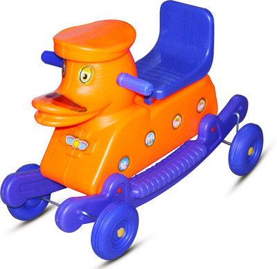 

Akshat 2-In-1 Rocker Cum Ride-On Duck Face Baby Rider For Kids(Orange, Blue), Blue;orange