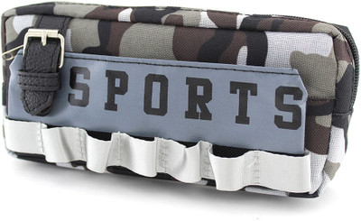 

SHERAGO Pen/Pencil Zipper Pouch for Students,Travelers and School Kids,Multipurpose Box/Case||Military Print Water Resistance Art Canvas Pencil Box(Set of 1, Grey)