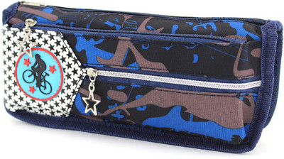 

SHERAGO Pen/Pencil Zipper Pouch for Students,Travelers and School Kids,Multipurpose Box/Case||Military Print Water Resistance Art Canvas Pencil Box(Set of 1, Blue)