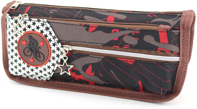 

SHERAGO Pen/Pencil Zipper Pouch for Students,Travelers and School Kids,Multipurpose Box/Case||Military Print Water Resistance Art Canvas Pencil Box(Set of 1, Red)