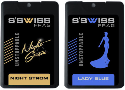 

S'SWISS pack (2)NIGHT STROM AND LADY BLUE Perfume - 20 ml(For Men & Women)