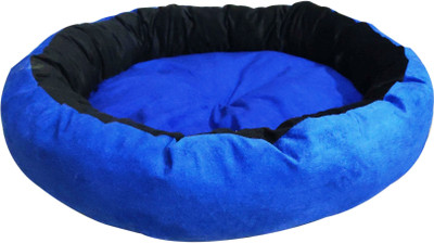 

Hiputee Ultra Soft Reversible Velvet Round Blue-Black Dog/Cat Small- S Pet Bed(Blue, Black)