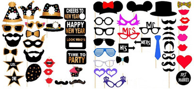 

Kala Decorators (Set of 63)Set Of 27 Party Theme Gold and Black + Set of 36 Party props,Photo booth props Photo Booth Board(Birthday)