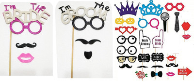 

Kala Decorators "I'm the Bride" & "I'm the Groom"+ Set of 31 Wedding Party props,Photo booth props Photo Booth Board(Wedding)