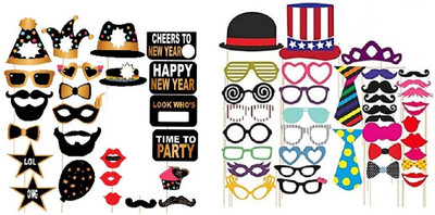 

Kala Decorators (Set of 67)Set Of 27 Party Theme Gold and Black + Set of 40 Party props,Photo booth props Photo Booth Board(Birthday)