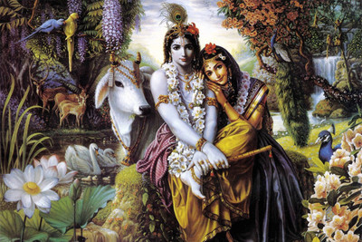 

Aabhaas Radha Krishna Wall Poster Fine Art Print(12 inch X 18 inch, Rolled)