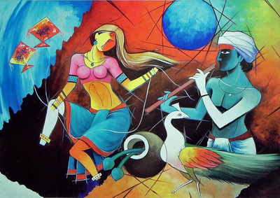 

Aabhaas Radha Krishna Wall Poster Fine Art Print(12 inch X 18 inch, Rolled)