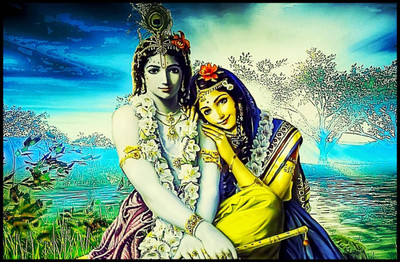

Aabhaas Radha Krishna Wall Poster Fine Art Print(12 inch X 18 inch, Rolled)