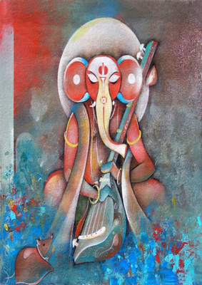 Aabhaas Ganesha Wall Poster Fine Art Print(12 inch X 18 inch, Rolled)