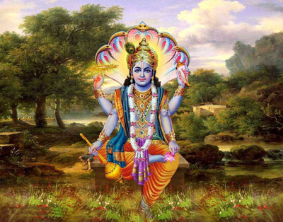 Aabhaas Vishnu Wall Poster Fine Art Print(12 inch X 18 inch, Rolled)
