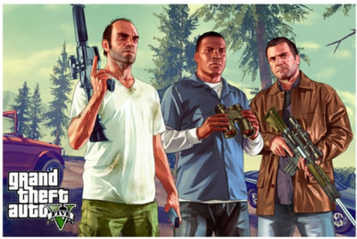 

Aabhaas GTA - GrATHAND Theft Auto Wall Poster Fine Art Print(12 inch X 18 inch, Rolled)