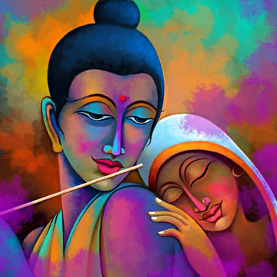 

Aabhaas Radha Krishna Wall Poster Fine Art Print(12 inch X 18 inch, Rolled)