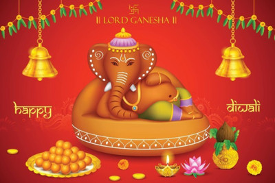

Aabhaas Ganesha Wall Poster Fine Art Print(12 inch X 18 inch, Rolled)