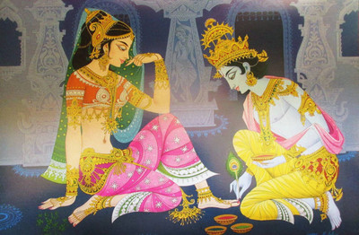 

Aabhaas Radha Krishna Wall Poster Fine Art Print(12 inch X 18 inch, Rolled)
