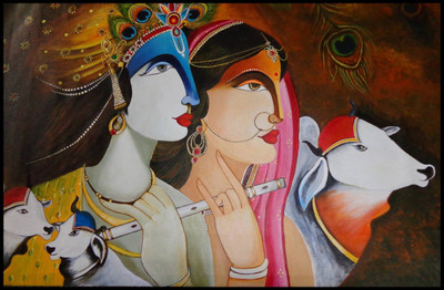 

Aabhaas Radha Krishna Wall Poster Fine Art Print(12 inch X 18 inch, Rolled)