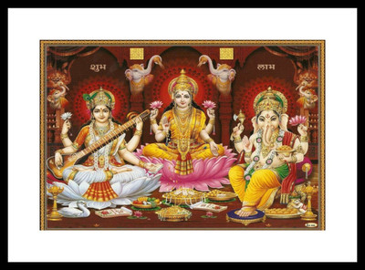 

Aabhaas Lakshmi Ganesh Wall Poster Fine Art Print(12 inch X 18 inch, Rolled)