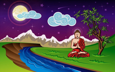 

Aabhaas Buddha Wall Poster Fine Art Print(12 inch X 18 inch, Rolled)