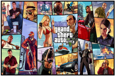 

Akhuratha GTA - Grand Theft Auto Fine Quality Wall Poster Paper Print(12 inch X 18 inch, Rolled)