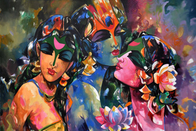 

Aabhaas Radha Krishna Wall Poster Fine Art Print(12 inch X 18 inch, Rolled)