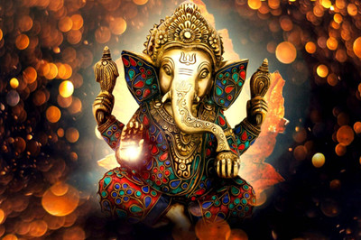 

Aabhaas Ganesha Wall Poster Fine Art Print(12 inch X 18 inch, Rolled)