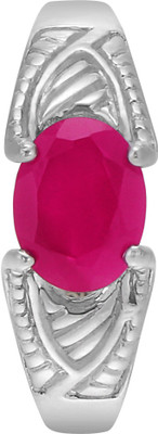 Sanoka 92.5 Sterling Silver Silver Ruby Silver Plated Ring